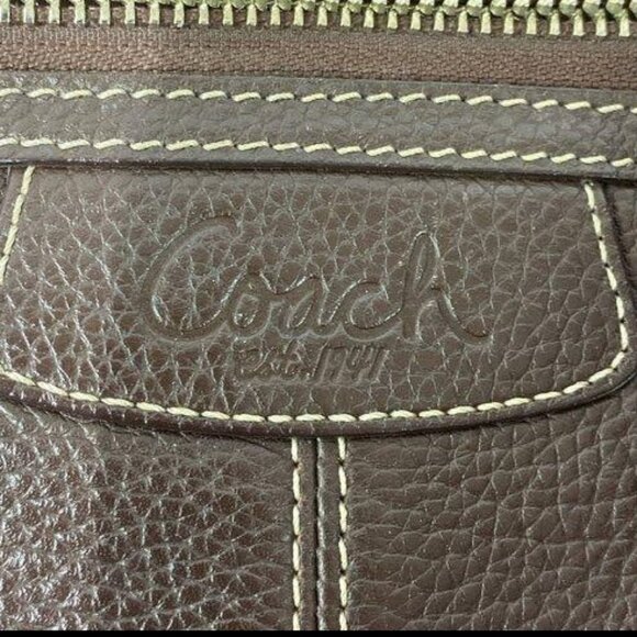 COACH Penelope Pebbled Leather Dark Brown Leather Tote Purse Handbag - Picture 2 of 6